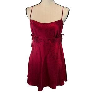 Victoria's Secret Silk Red Leopard Print Babydoll Mini Slip Dress 90s‎ Medium
